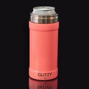 12 Oz. Glitzy Girl Skinny Can Cooler Neon Coral Matte Skinny beer bougie summer